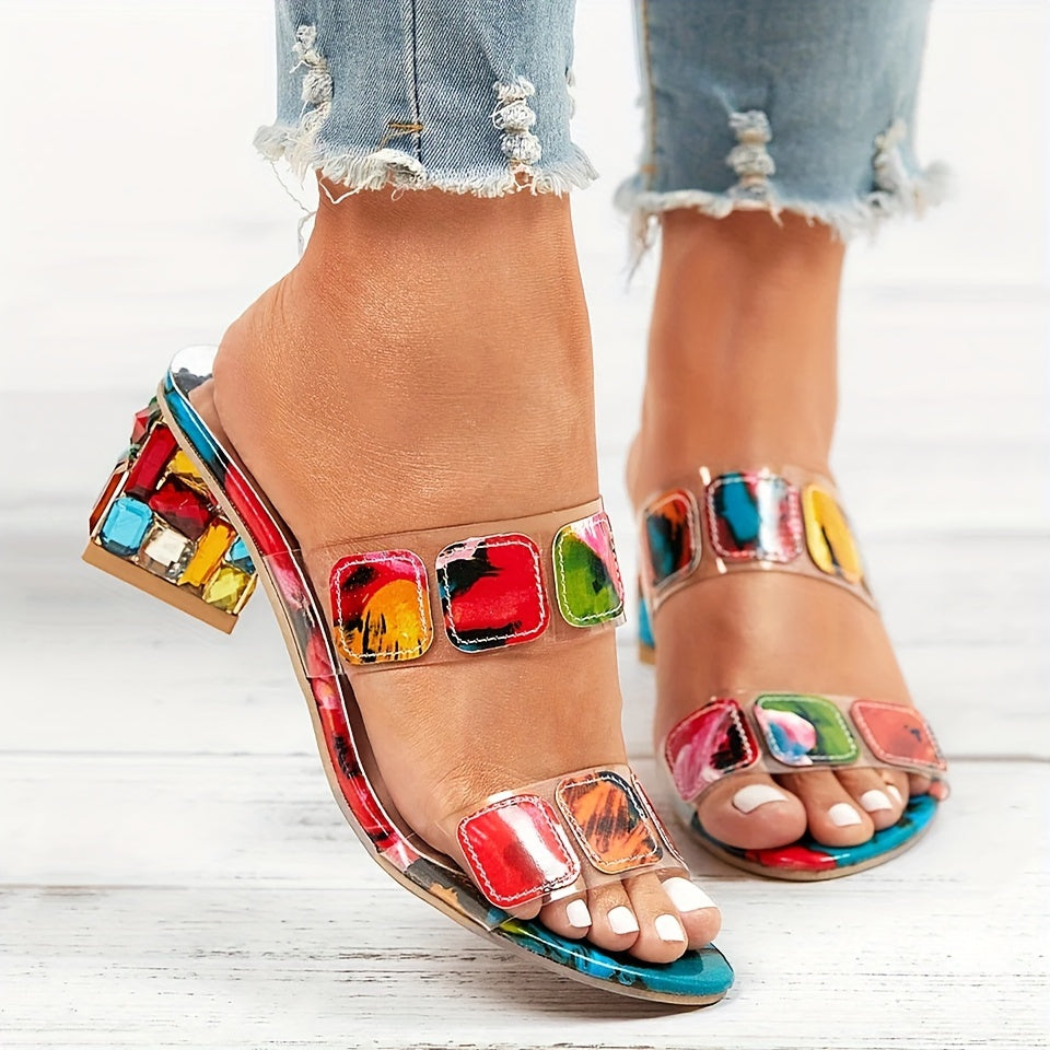 Bunte Sandalen mit Blockabsatz - Aurora