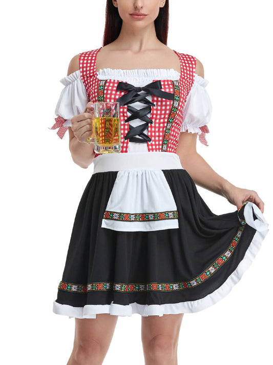 Tenley | dirndl kleid mit karomieder und sticksaum für frauen