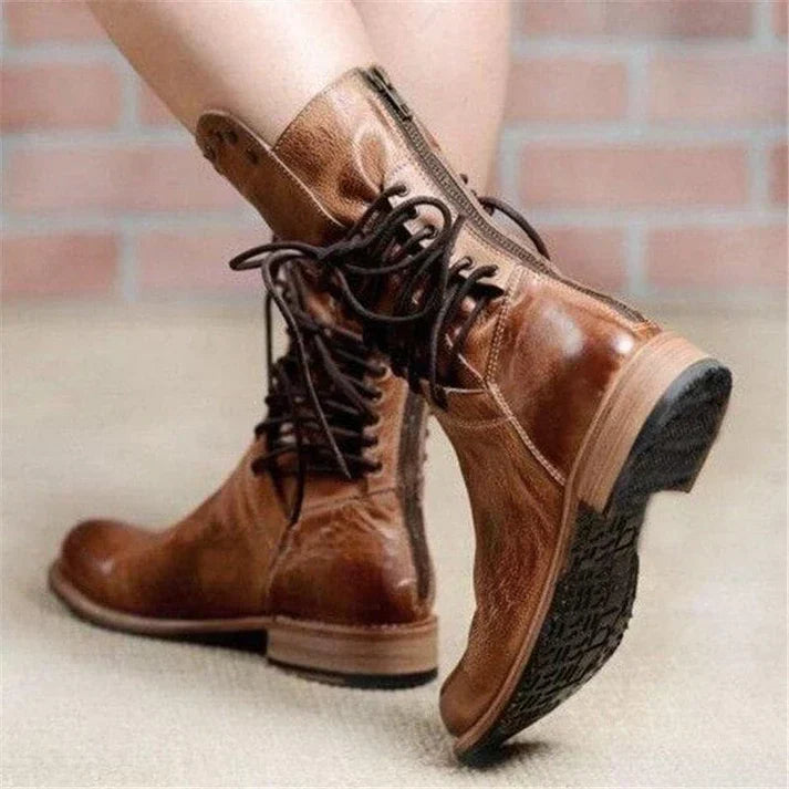 Jatta - stylische lederstiefel mit schnürsenkeln