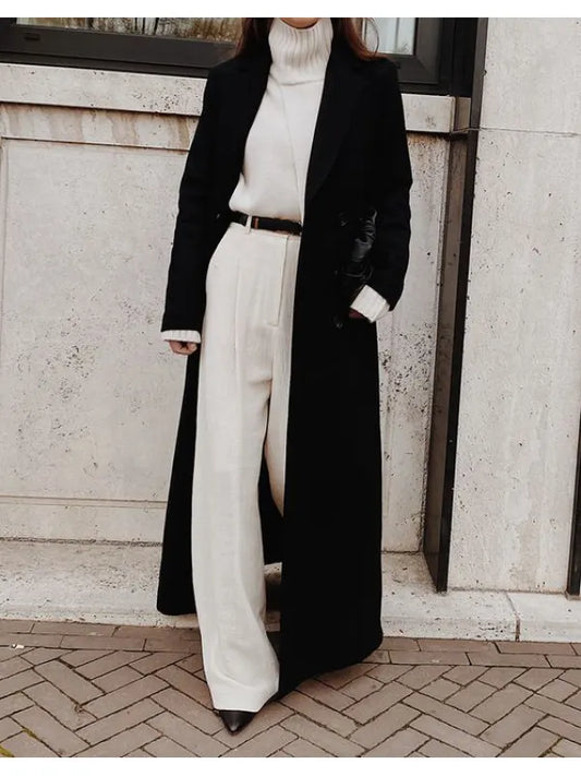 Muriel - schwarzer lässiger wintermantel