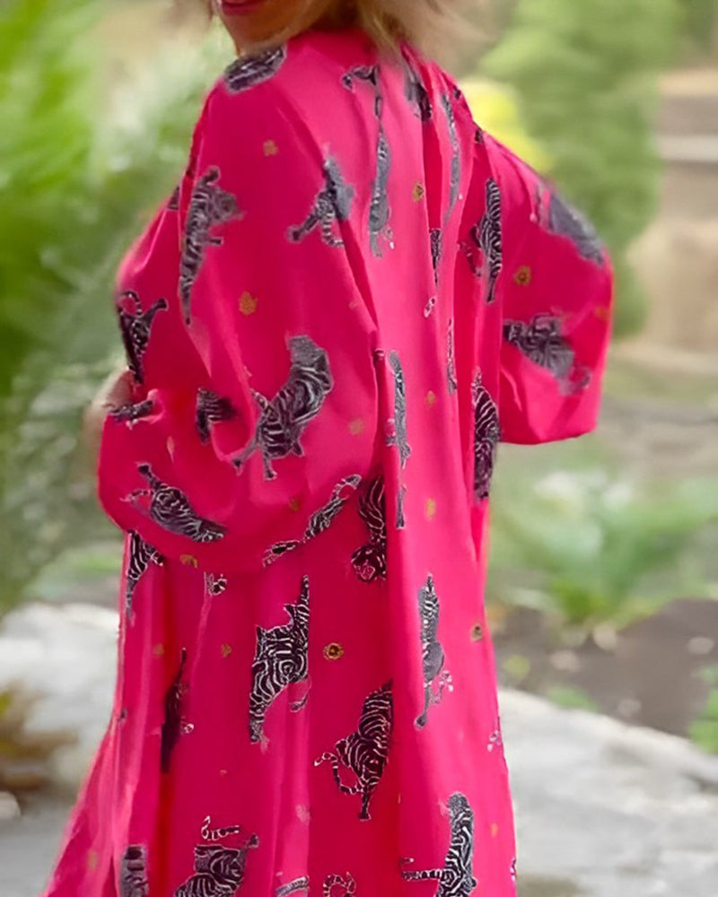 Zoey - Pinkes Tiger Strandkleid