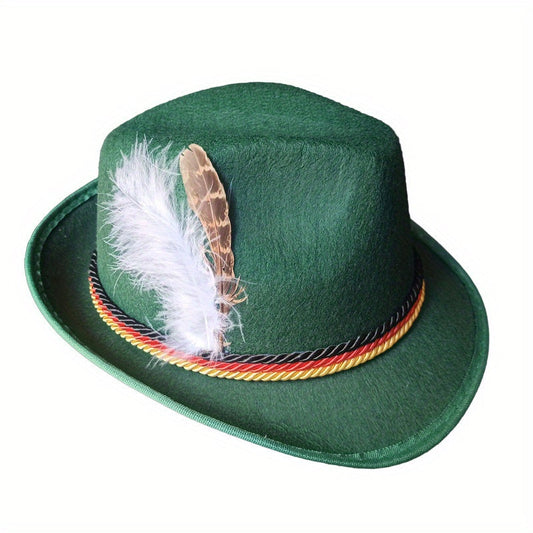 Festlicher Oktoberfest-Hut mit Feder - Berg- und Jazzstil für Erwachsene
