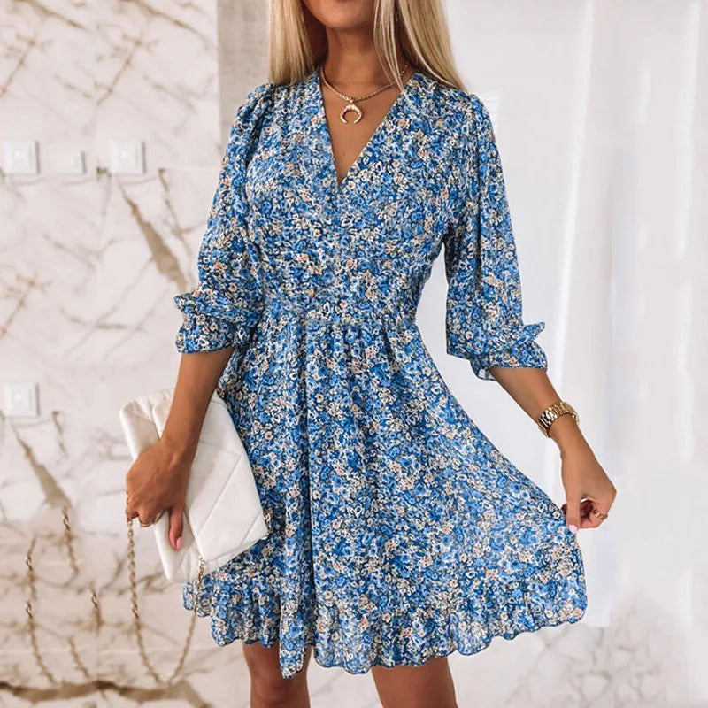 Mia - Pinkes Blumenwickelkleid
