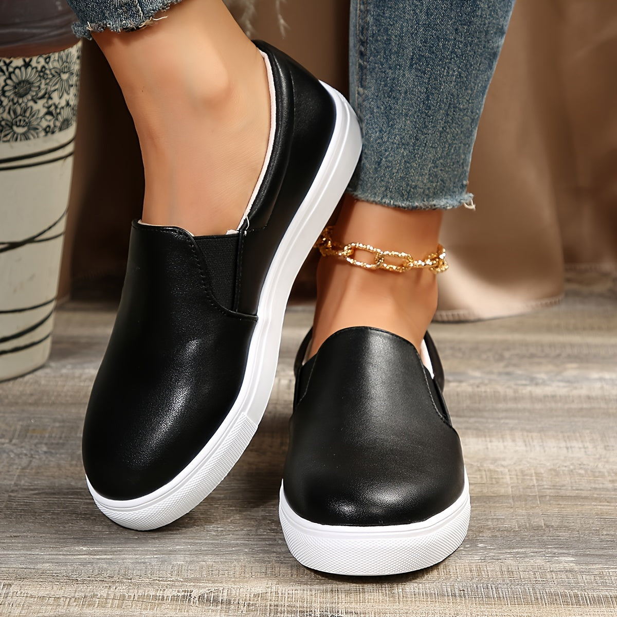 Schwarze Slip-On Loafer - Laura