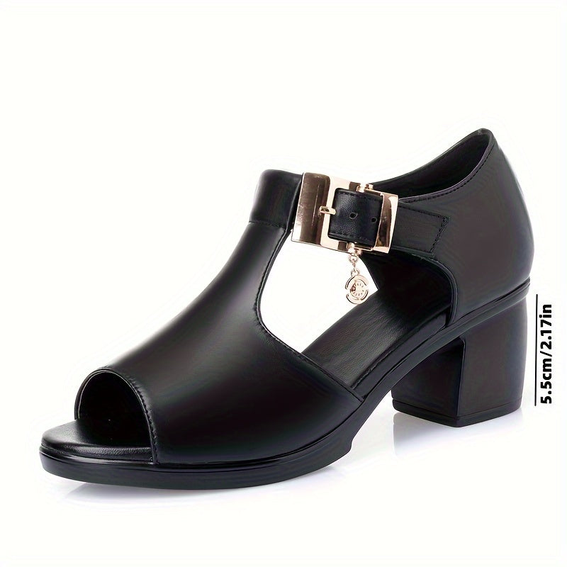 Schwarze Mid-Heel Sandalen - Lisa