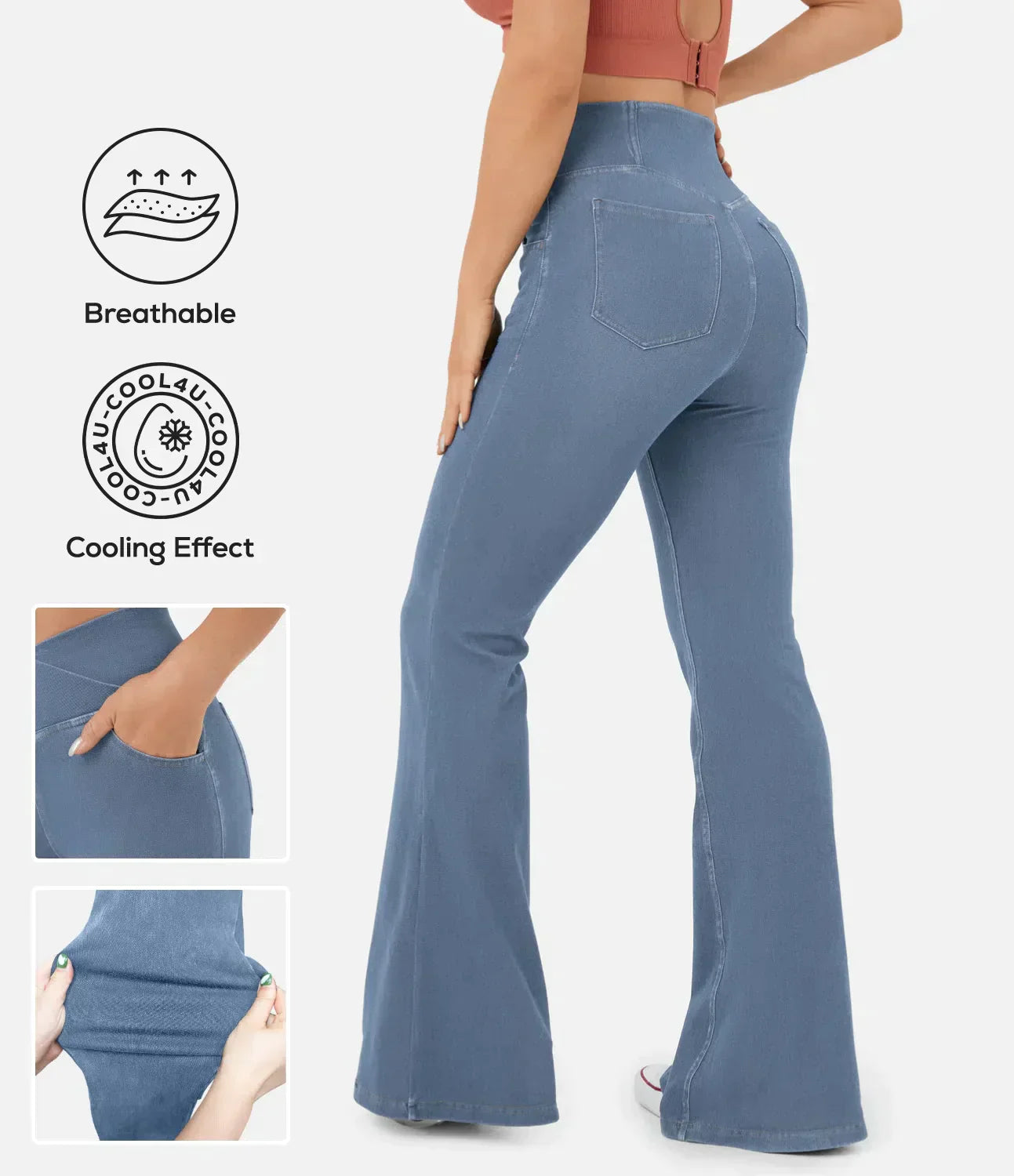 Blaue Schlagjeans mit hoher Taille - Emma