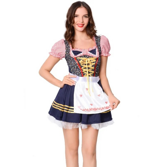 Aphrodite | dirndl kleid mit rüschenärmeln und zierschürze für frauen