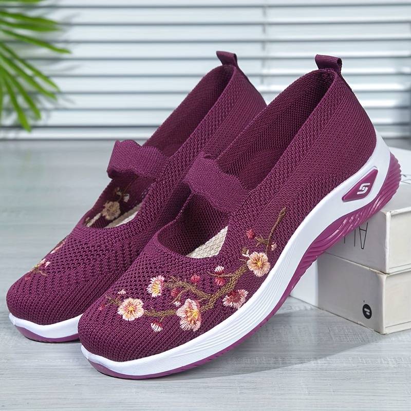 Isla - Orthopädische Florale Schwarze Slip-Ons