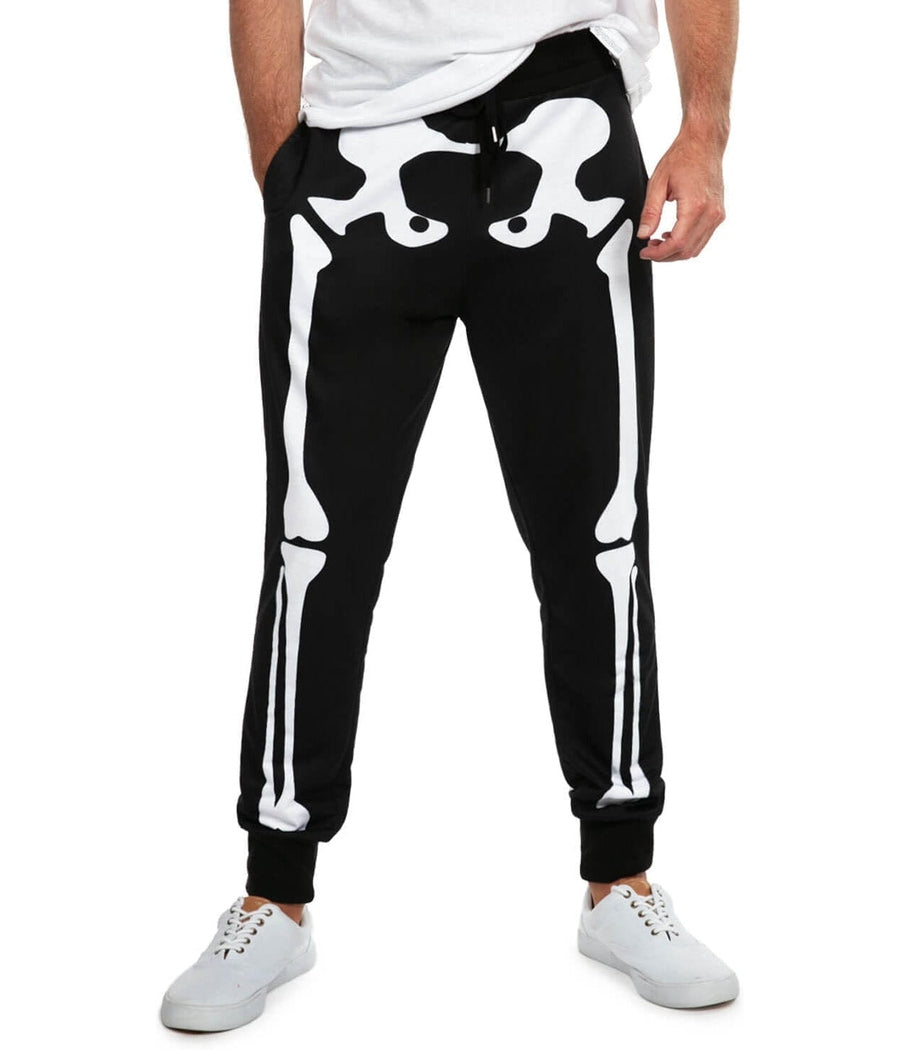 Schwarze Halloween Jogginghose mit Skelett-Print – Tobias