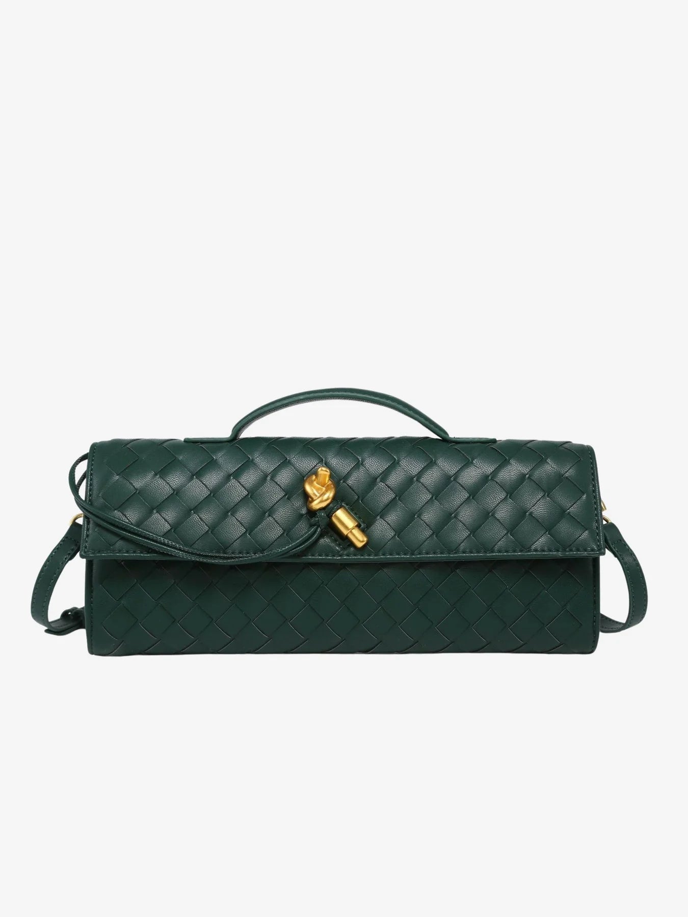 Schwarze Clutch mit Goldverschluss - Elina