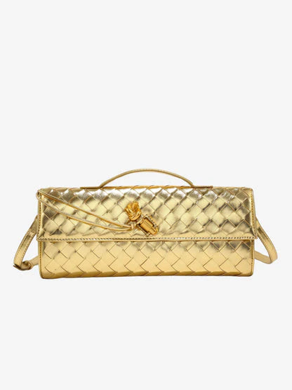 Schwarze Clutch mit Goldverschluss - Elina