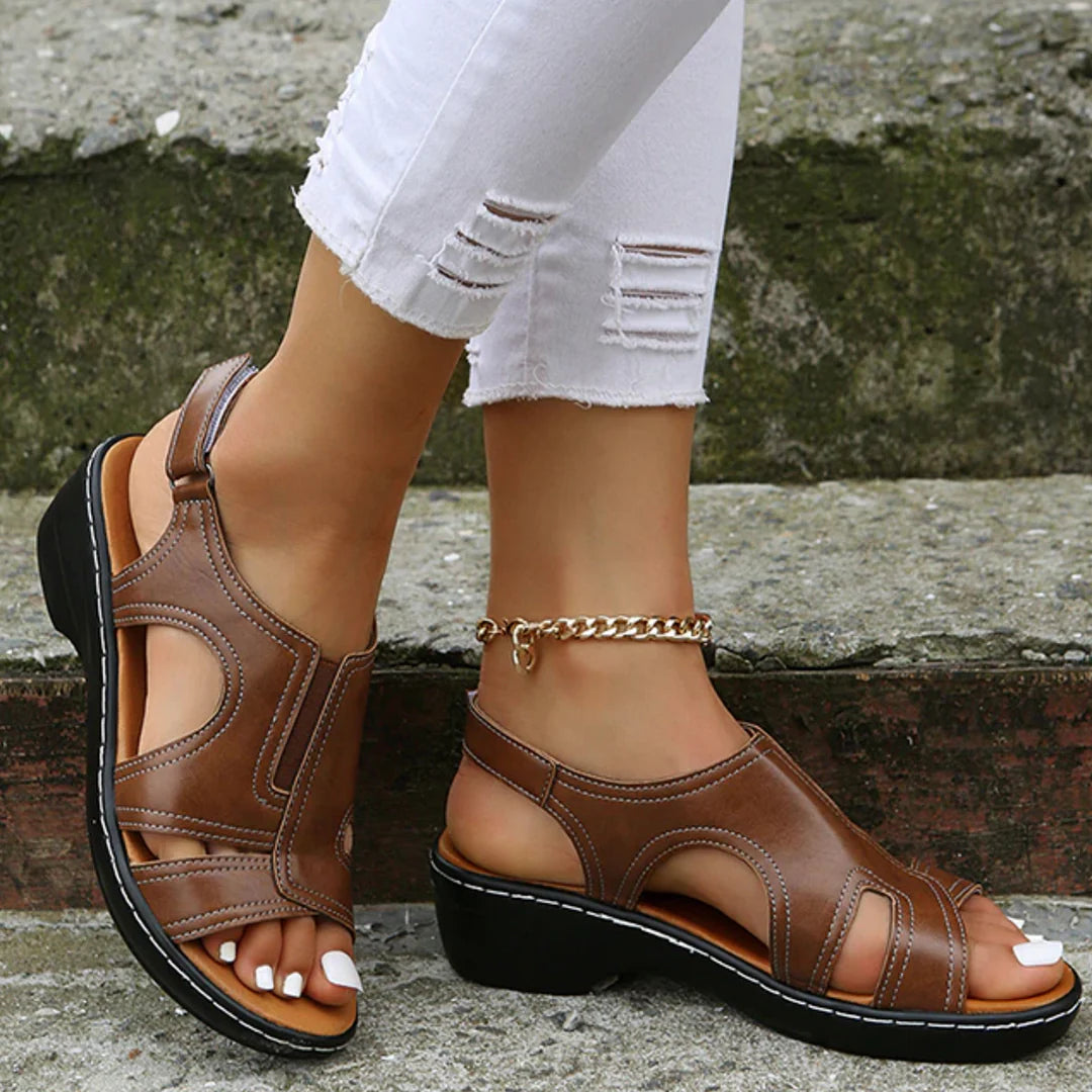 Ava - Schwarze Eleganz Ledersandalen