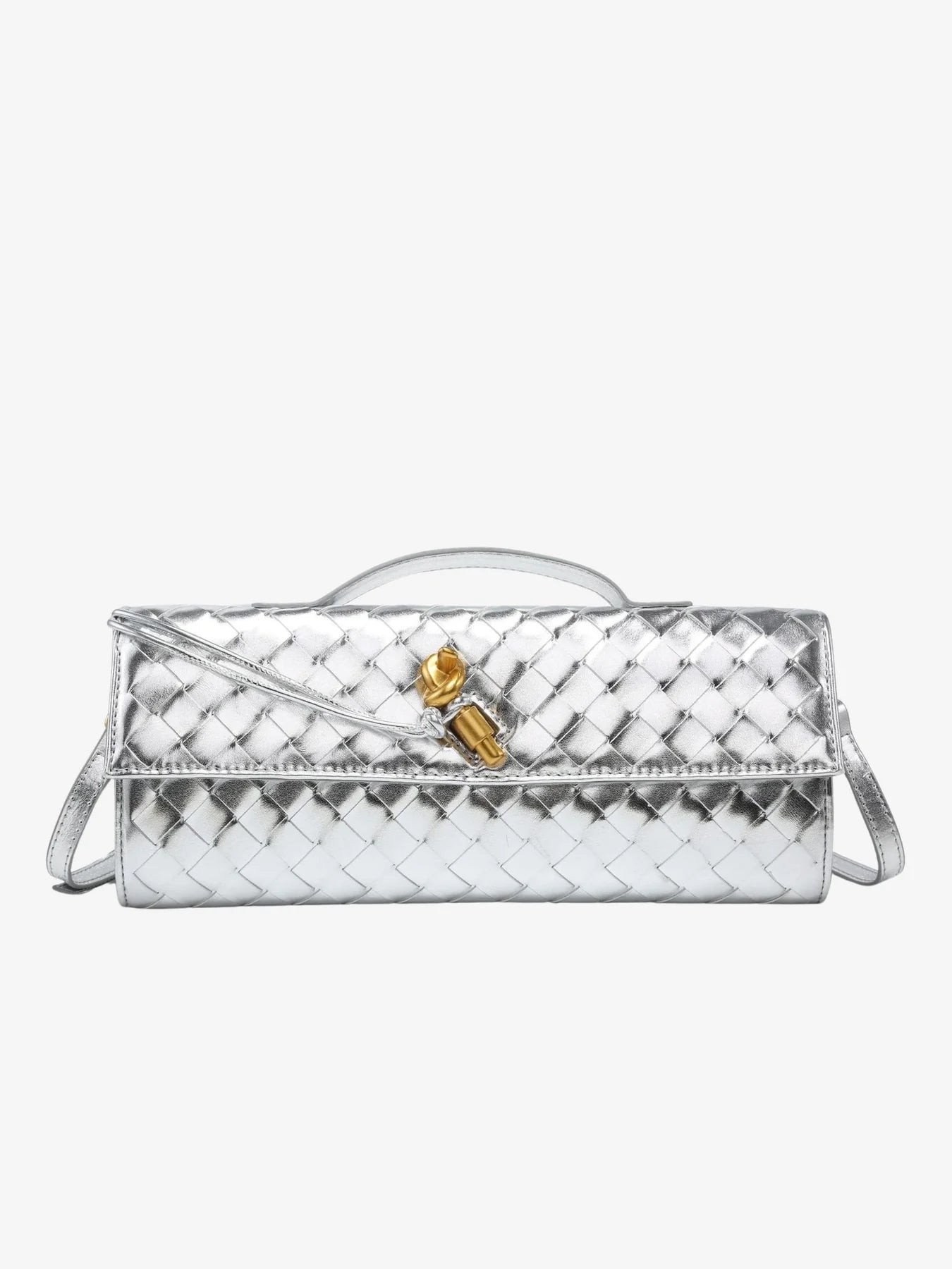 Schwarze Clutch mit Goldverschluss - Elina