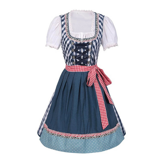 Meadow | dirndl kleid mit karomuster und kontrastschürze für frauen
