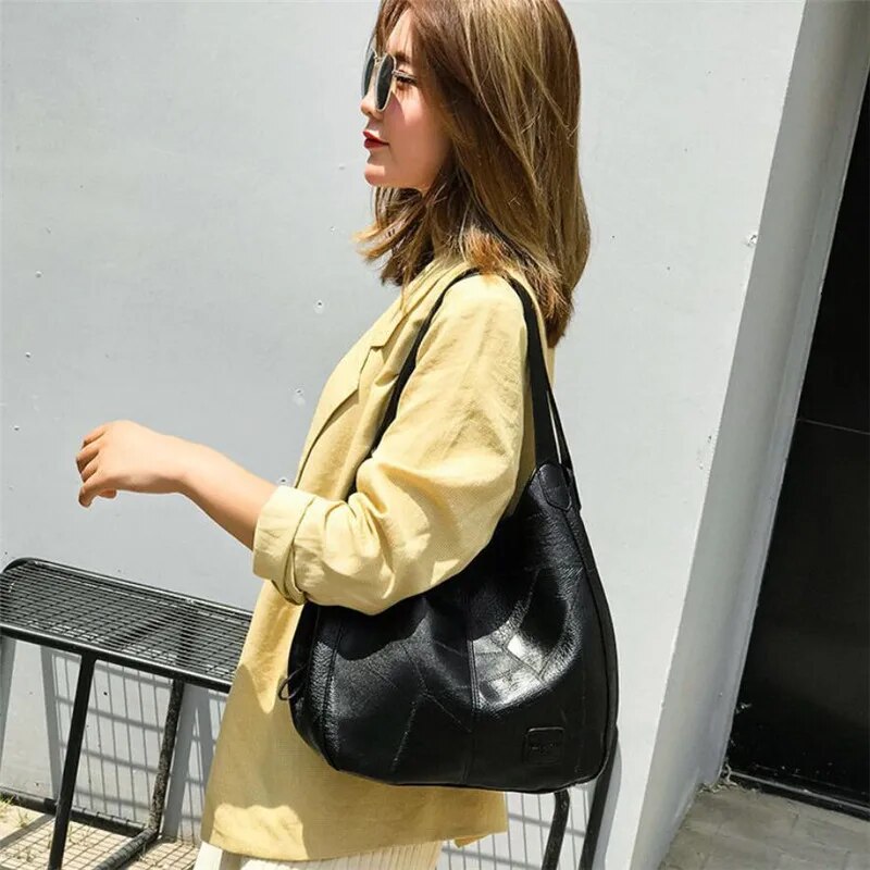 Mia - Schultertasche Braun Leder