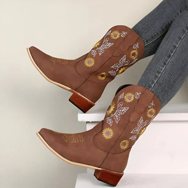 Bestickte kniehohe cowboystiefel für damen