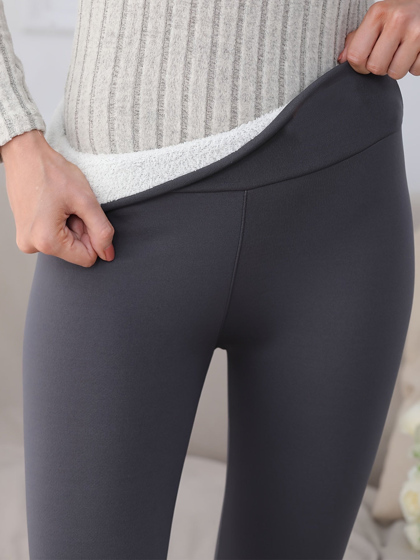 Schwarze Thermo-Leggings mit Fleece – Clara