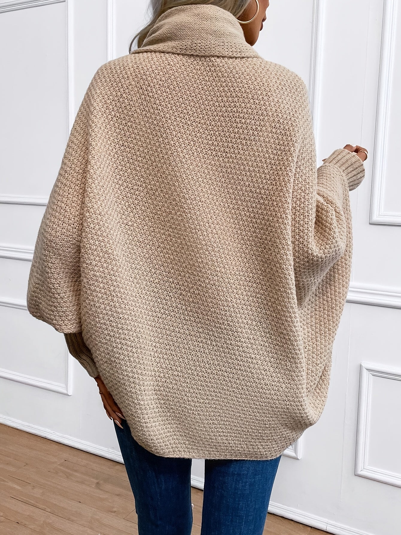Khaki Strick-Cardigan mit Fledermausärmeln – Clara