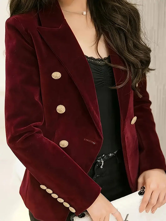 Elegante burgunder samtjacke für damen – schlankmacher-blazer