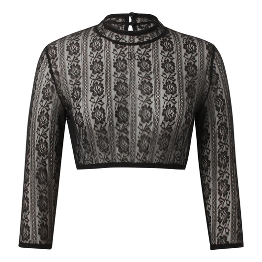 Raiden | dirndl bluse mit stehkragen und langarmspitze für frauen
