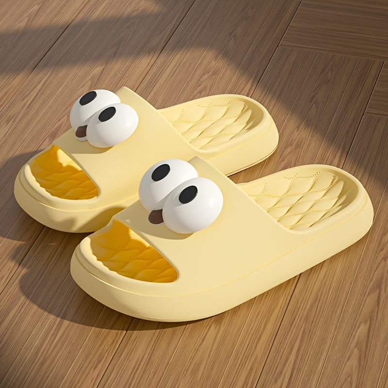Schwarze Pantoffeln mit Augen-Design - Lulu