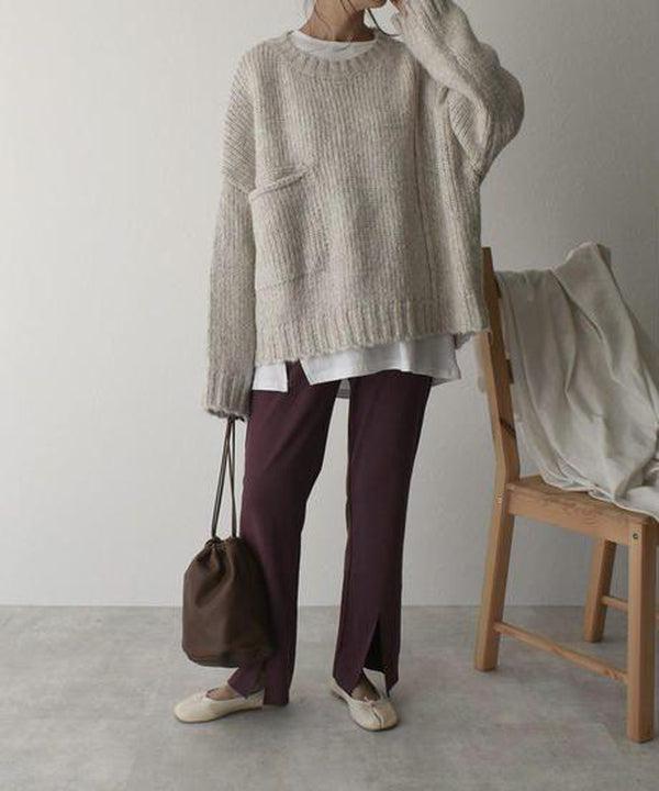Oversize Pullover mit Tasche Damen Elfenbein – Sofia