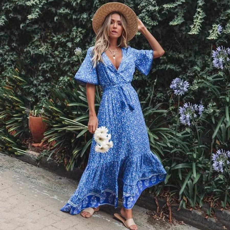 Geblümtes kleid im hippie-chic - Aerinne