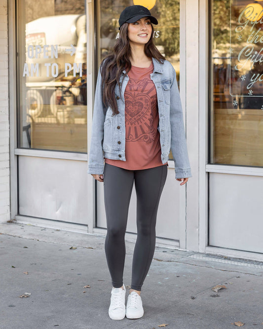 Zoe - Dunkelgraue Fitness-Leggings mit Tasche