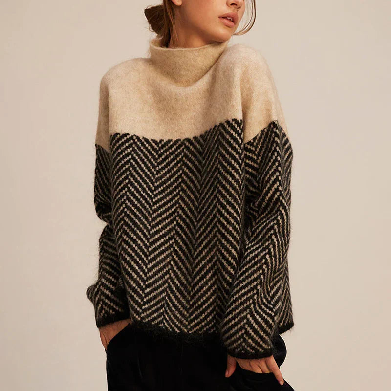 Beiger Rollkragenpullover Damen – Clara