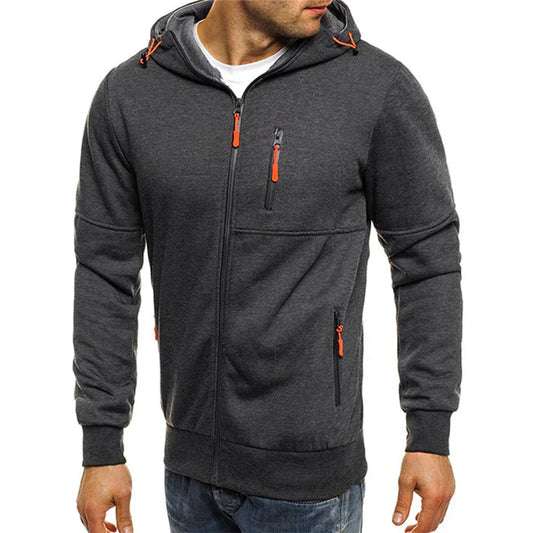 Erik – slim fit zip hoodie mit rippbündchen und reißverschlusstasche