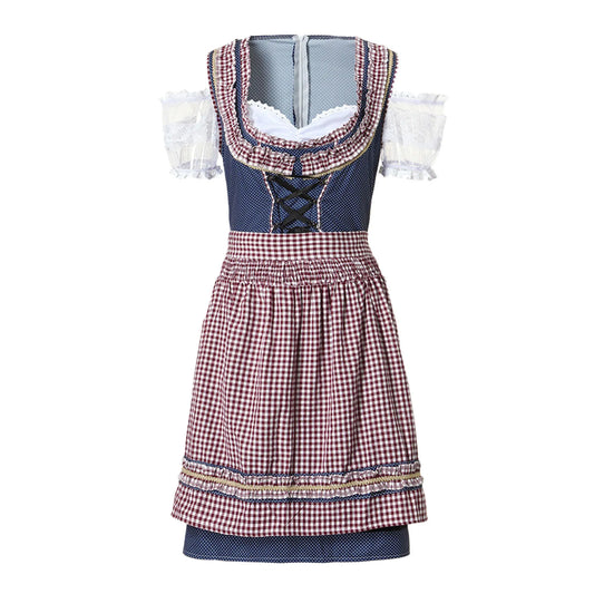 Thora | dirndl kleid mit karoschürze und bortenbesatz für frauen