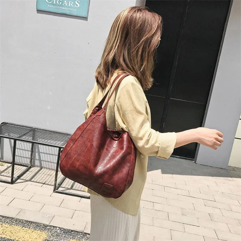 Mia - Schultertasche Braun Leder