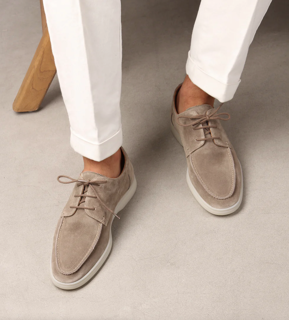 Hellbeige Leder loafers für herren