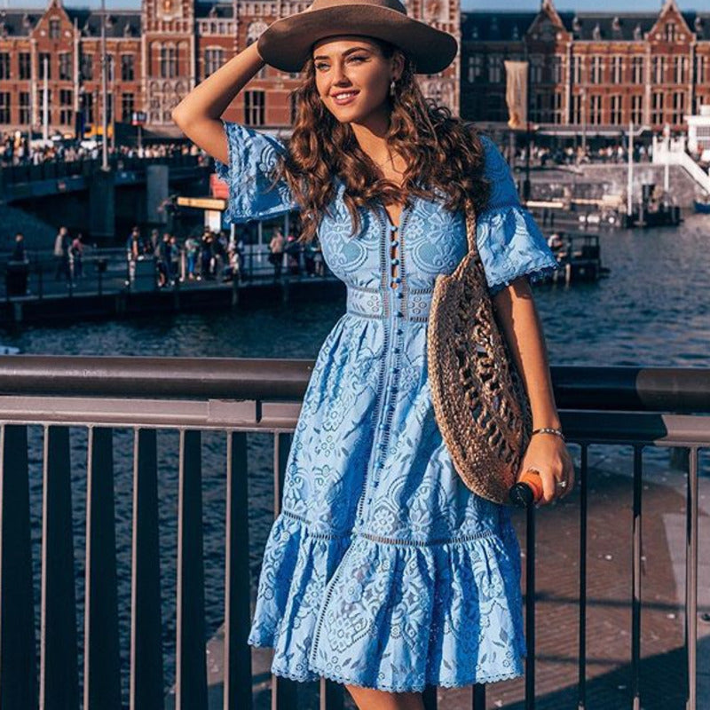 Mia - Weißes Spitzen-Sommerkleid