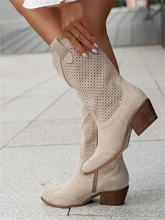 Beige Cowboystiefel für Damen