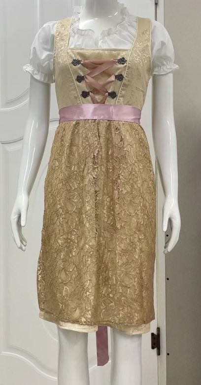 Sonnet | dirndl kleid in midilänge mit glanzschürze und ornamentmuster für frauen