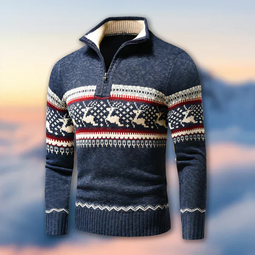 Lennart – half-zip strickpullover mit nordischem muster