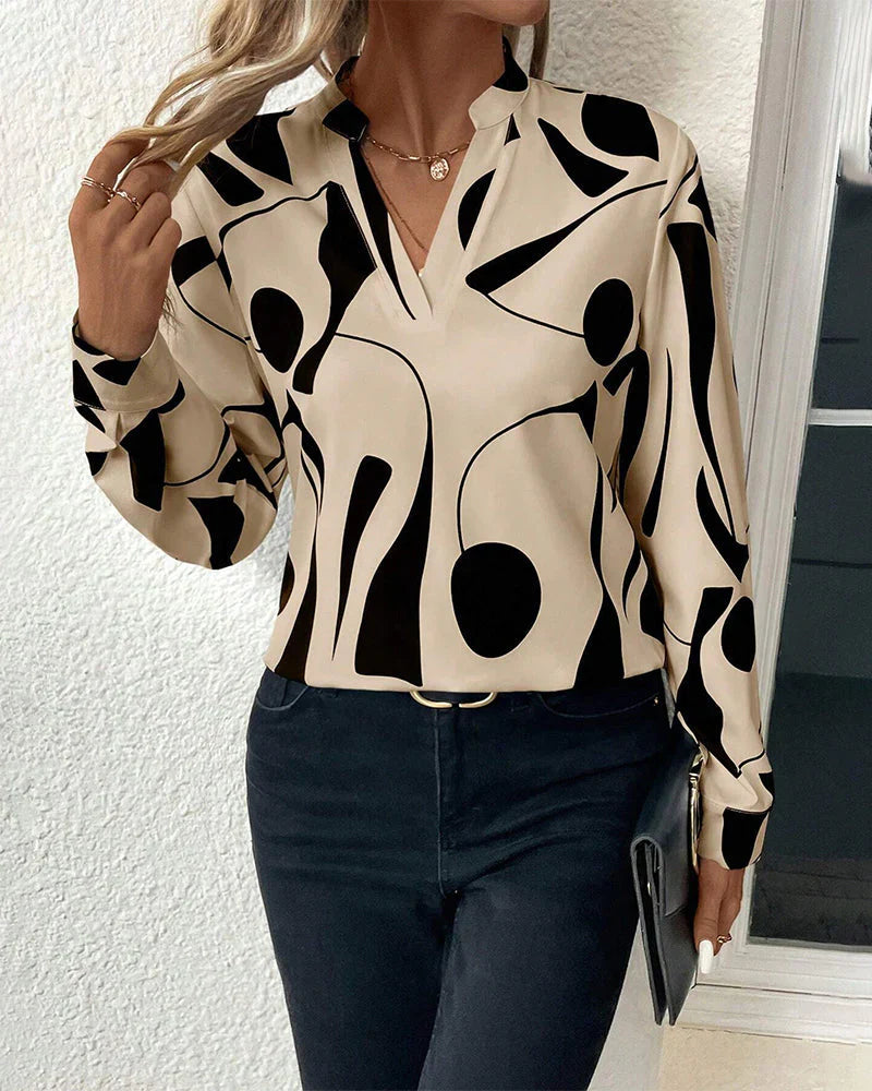 Isabella - Beige Musterbluse