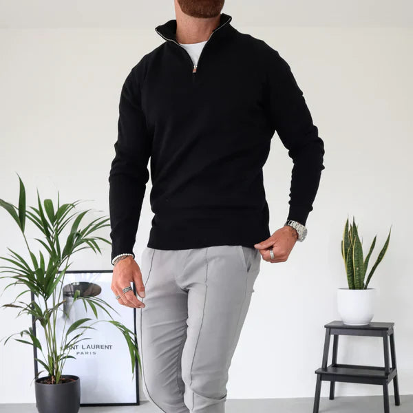 Lässiger herren-pullover mit halbem reißverschluss – herren