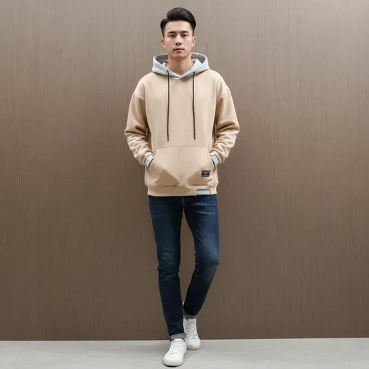 Oversize-hoodie für herren mit kordelzug und kontrastnähten – herren