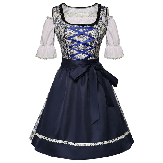 Acadia | dirndl kleid mit floraler stickerei und satinschleife für frauen