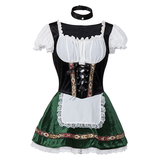 Caia | mini-dirndl kleid mit miederschnürung und spitzenborte für frauen
