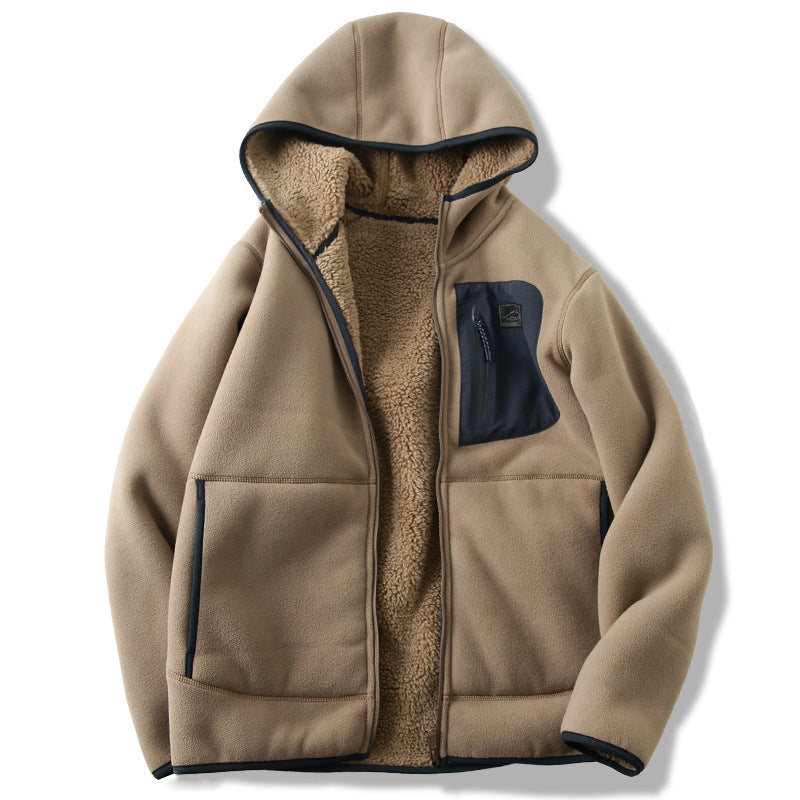 Herren Kapuzenjacke Fleecegefüttert - Langarm Zip Hoodie Mit Taschen