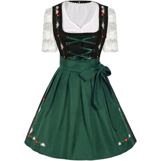 Courtney | dirndl kleid mit blumenstickerei und taftschürze für frauen