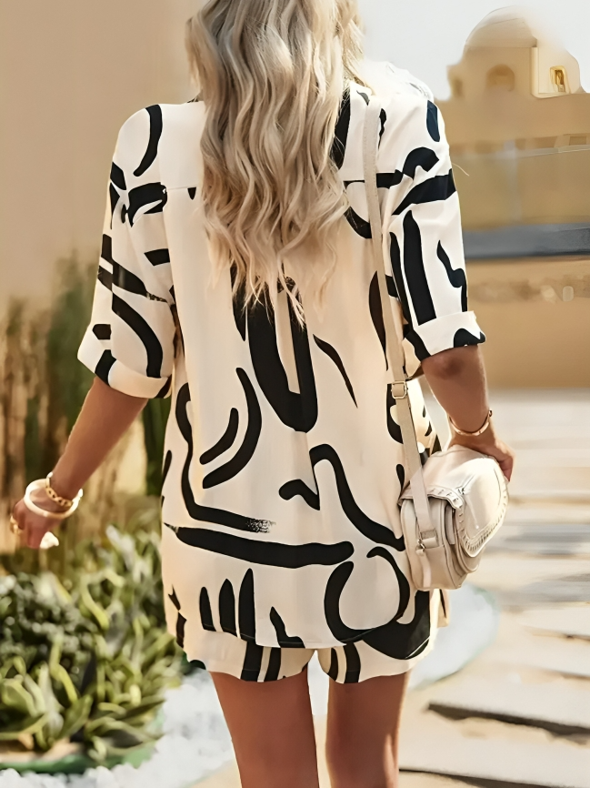 Mia - Elegantes Schwarz-Creme Ensemble