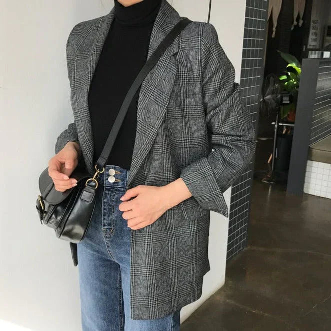 Flina - blazer mit karierter jacke