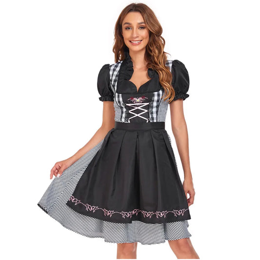 Ione | dirndl kleid mit zierschnürung und rosenborte für frauen