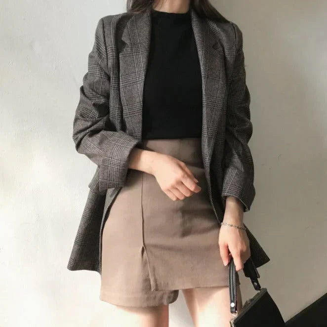 Flina - blazer mit karierter jacke