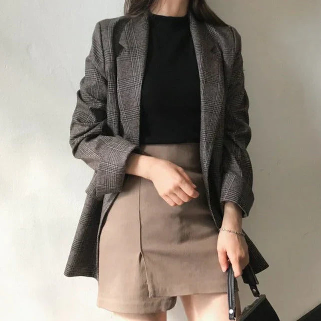 Flina - blazer mit karierter jacke