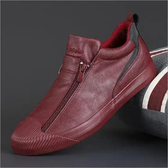 Gelbe leder-sneakers mit reißverschluss - Andrei